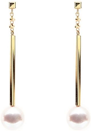 Japanese 7.0mm Akoya Cultured Pearl Drop Earrings for Women with 18K Yellow Gold | Stylish Design Excellent Gift | Pearl Earrings