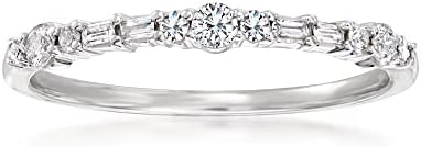 Ross-Simons 0.20 ct. t.w. Round and Baguette Diamond Ring in 14kt White Gold