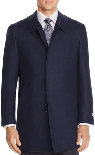 Canali Men's Impeccabile Jacquard Wool Car Coat 40 Regular Navy