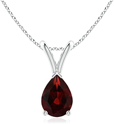 Angara Natural Garnet Solitaire Pendant Necklace for Women, Girls in 14K Solid Gold/Platinum/Sterling Silver | January Birthstone | Jewelry Gift for Her | Birthday | Wedding Anniversary