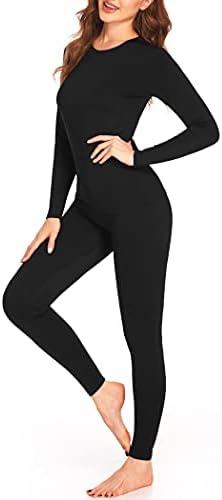 Ekouaer Women's Thermal Underwear Sets Micro Fleece Lined Long Johns Base Layer Thermals 2 Pieces Set S-XXL
