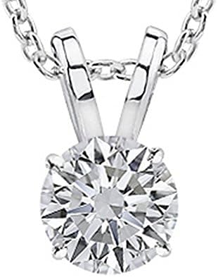 2 Carat 14K White Gold Round Diamond 4 Prong Solitaire Pendant Necklace J Color I2 Clarity