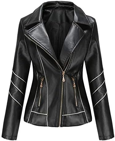 Women Leather Jackets 2023 Stylish Fall Clothes Slim Zip Up Quilted Shackets Fashion Long Sleeve Coats with Pockets
