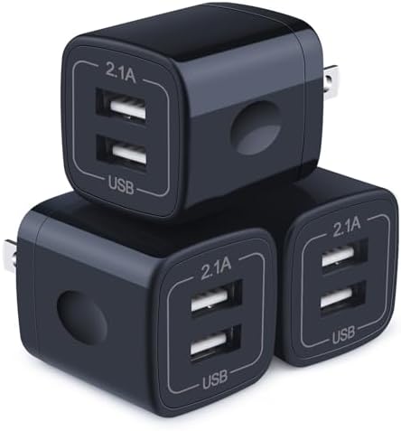 Wall Charger,Charger Cube,Charging Block Fast Charge 3Pack Dual Port 2.1A Power Brick Phone Charger Plug Box Head for iPhone 15 Pro/14/13/12/11/XR/8/7/6 Plus,Samsung Galaxy S24 S23 S22 S21 S10 S9 Plus