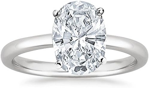 14K White Gold 1 Carat Lab Grown Solitaire Oval Cut IGI CERTIFIED Diamond Engagement Ring (1 Ct,H-I Color VS2-SI1 Clarity)