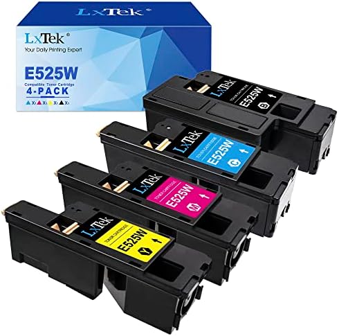 LxTek Remanufactured Toner Cartridge Replacement for Dell E525W E525 to use with E525W Color Laser Printer, 4 Pack (593-BBJX 593-BBJU 593-BBJV 593-BBJW)