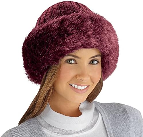 Collections Etc Faux Fur Trimmed Winter Fashion Hat