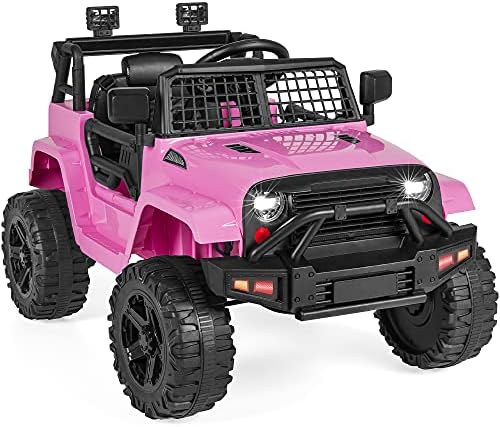 Best Choice Products 12V Kids Ride On Truck Car w/Parent Remote Control, Spring Suspension, LED Lights, AUX Port - Pink