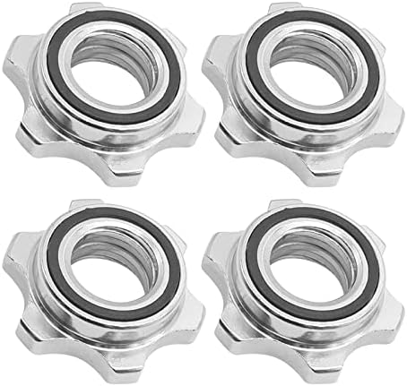 DUZFOREI 25mm Standard Barbell Spin-Lock Collars Screw Clamps Hex Nut Anti-Slip Collars Dumbell Weight Lifting, Pack of 4 (A)