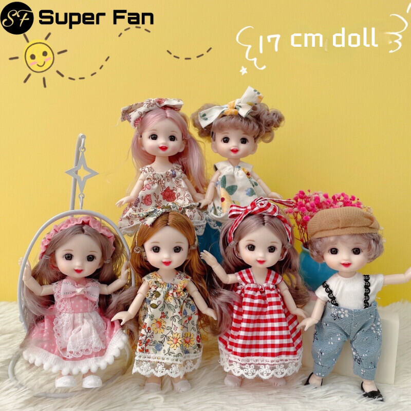 (Hot Selling)17cm Cute BJD Dolls Lovely Synthetic Mohair  Doll with Wig Makeup Doll with Long Movable Joints Doll Accessories for Girls gift  for kids