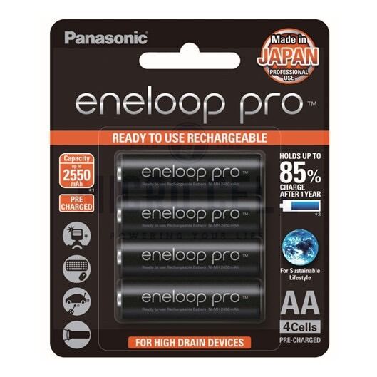 [SG] Panasonic Eveloop Pro AA AAA Black Rechargeable Batteries 4pcs x 1 pack