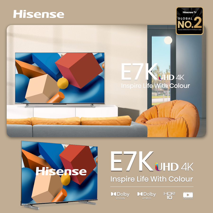 Hisense E7K Smart Google TV 75 inch | Dolby Vision | Dolby Atmos | MEMC | HDR 10 | VRR + ALLM | Dual Wifi 2.4/5G | Bluetooth 5.0 | HDMI (eARC)