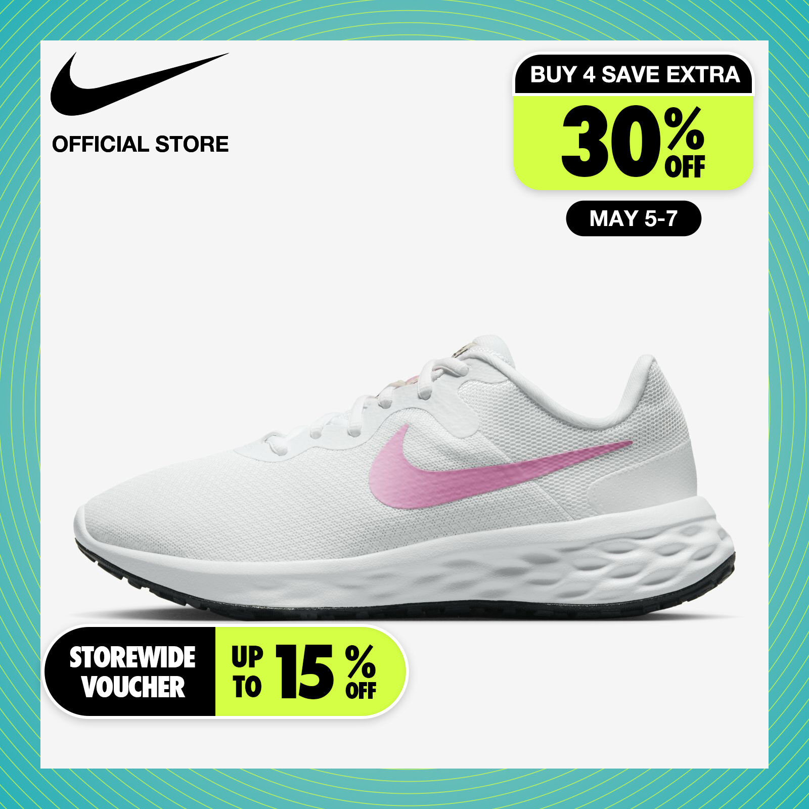 Nike Women's Revolution 6 Road Running Shoes - White