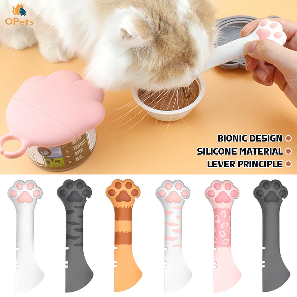 Opets Multifuntion Cat Canned Food Opener Spoon Pet Canned Dog Food Scoop Puppy Kitten Feeding Wet Food Mixer Feeder Tools