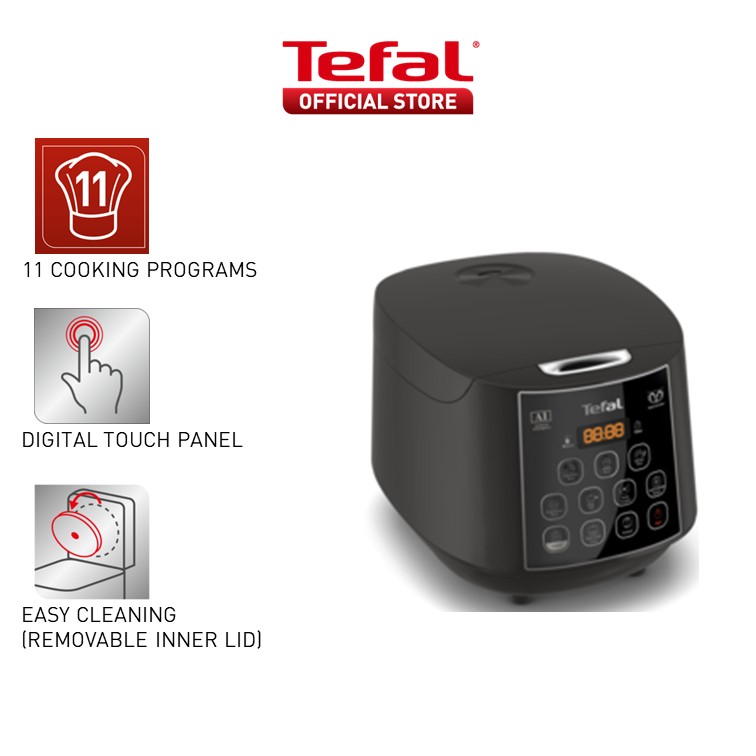 Tefal Easy Plus Rice Cooker 1.8L RK736B - 11 programmes, Artificial Intelligence, spherical pot, removeable inner lid, 10 cups
