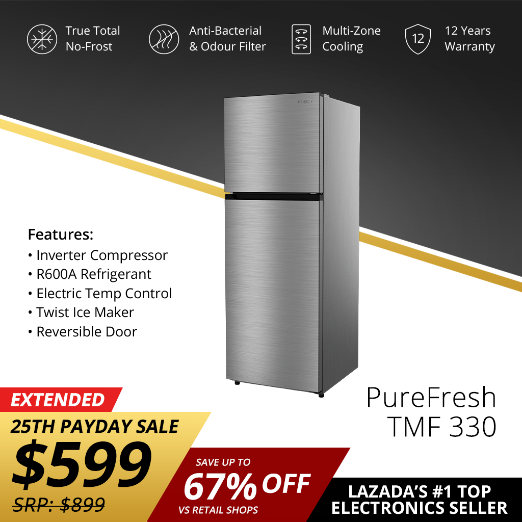 PRISM+ PureFresh TMF 330 | 330L Top Mount Freezer Refrigerator | True Total No-Frost | Inverter Compressor | R600A Refrigerant