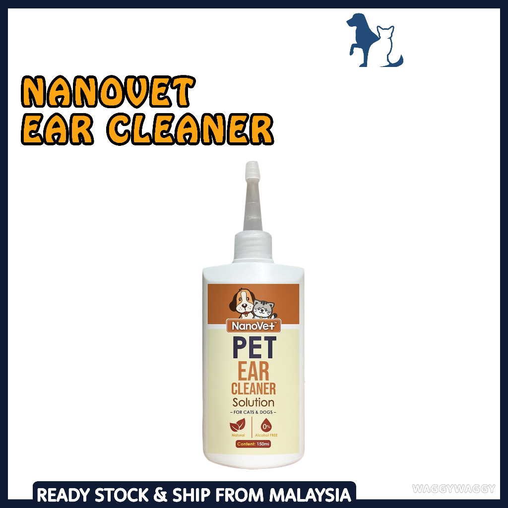 WaggyWaggy Nanovet Pet Ear Cleaner Solution 150ML for Cat and Dog