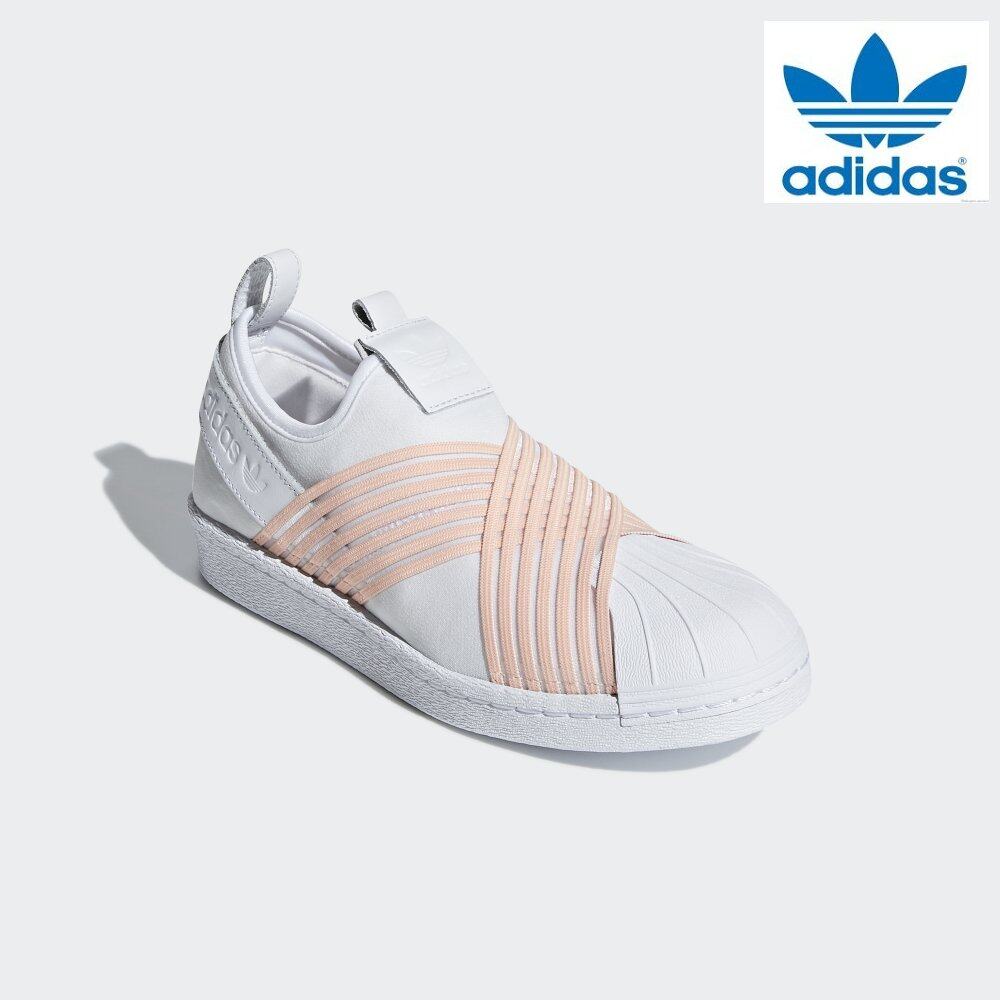adidas Originals Women's Superstar Slip-on D96704 White / Orange Shoes (US Female Size)