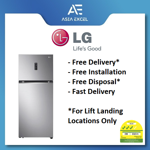 LG GT-B3722PZ 375L SILVER TOP FREEZER INVERTER REFRIGERATOR